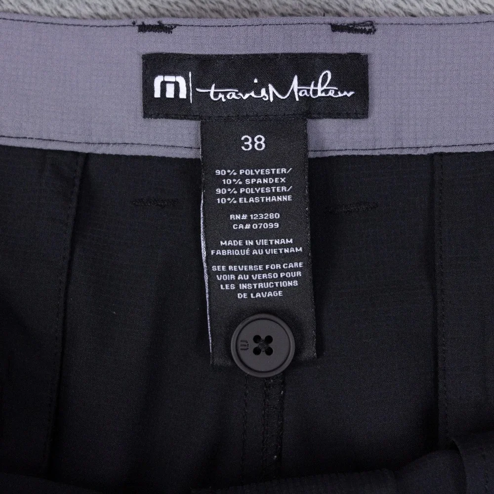 Travis Mathew Golf Pants Mens 38 Black Poly Spandex Performance Stretch